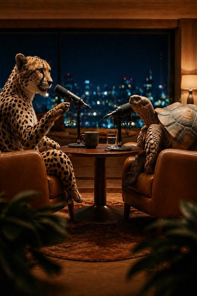Cheetah & Tortoise trade stories on the Rap AI podcast 🎙️✨ #VideoPodcast