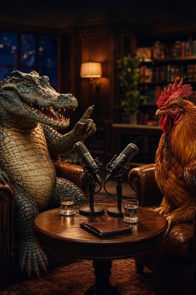 Crocodile & Chicken trade stories on the Rap AI podcast 🎙️✨ #VideoPodcast