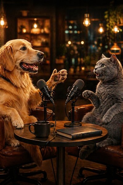 Dog & Cat trade stories on the Rap AI podcast 🎙️✨ #VideoPodcast