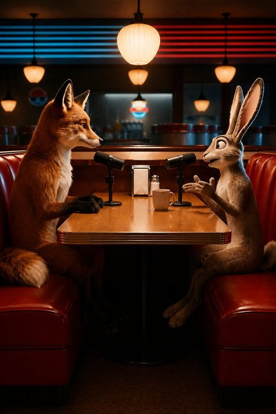 Fox & Rabbit trade stories on the Rap AI podcast 🎙️✨ #VideoPodcast