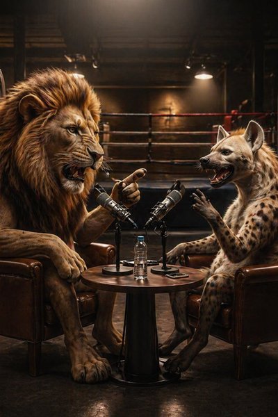 Lion & Hyena trade stories on the Rap AI podcast 🎙️✨ #VideoPodcast