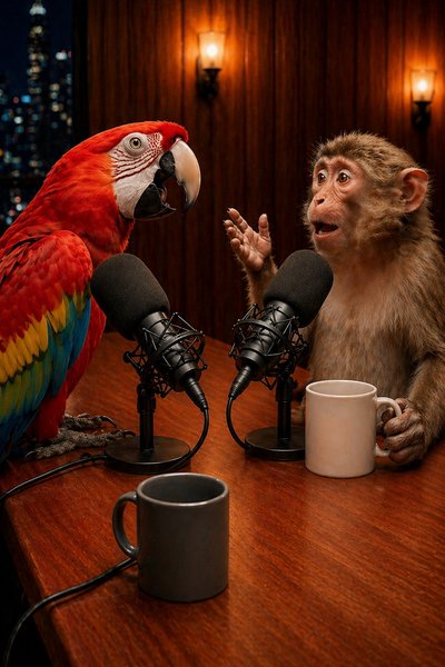 Parrot & Monkey trade stories on the Rap AI podcast 🎙️✨ #VideoPodcast