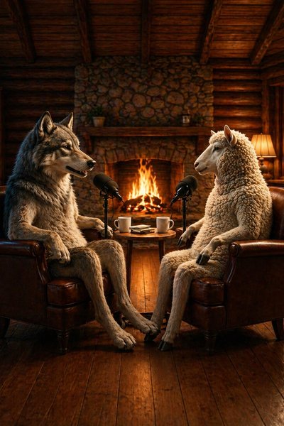 Wolf & Sheep trade stories on the Rap AI podcast 🎙️✨ #VideoPodcast