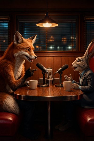 Fox & Rabbit return to trade more stories on the Rap AI podcast 🎙️✨ #VideoPodcast