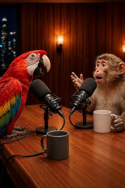 Parrot & Monkey return to trade more stories on the Rap AI podcast 🎙️✨ #VideoPodcast