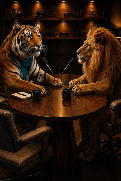 Tiger & Lion return to trade more stories on the Rap AI podcast 🎙️✨ #VideoPodcast