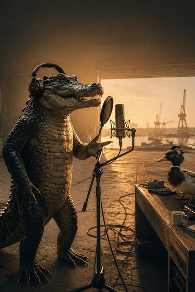 Crocodile & Duck bring fresh energy to the Rap AI booth 🎤🔥 #StudioSession